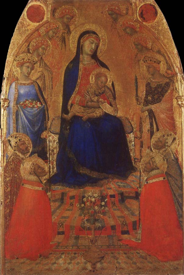 Madonna and Child Enthroned with Angels and Saints